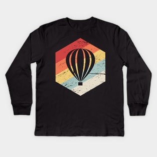 Retro Vintage Hot Air Balloon Graphic Kids Long Sleeve T-Shirt